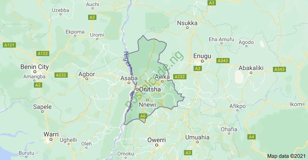 Anambra State Postal Code/Zip Code List 1 Anambra map