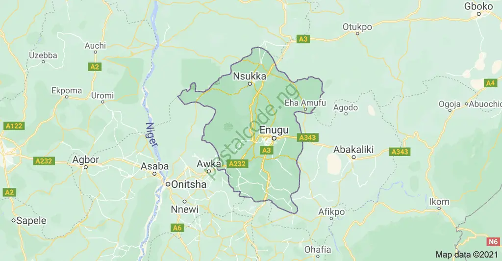 Enugu State Postal Code/Zip Code List 1 Enugu Map