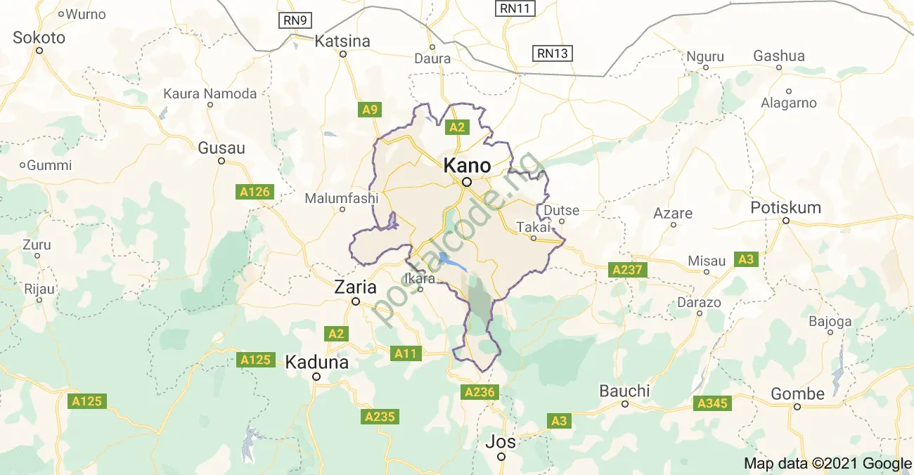 Kano State Postal Code/Zip Code List 1 Kano Map