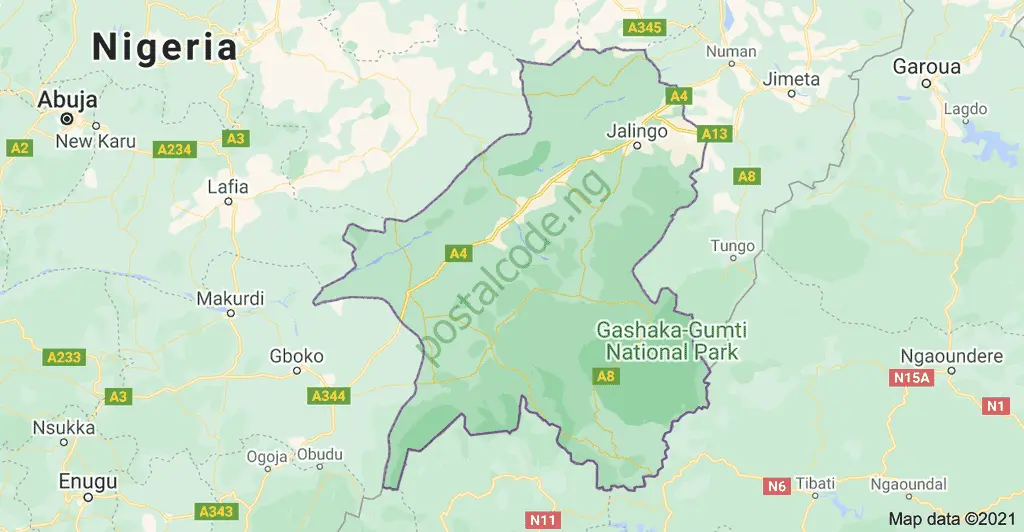 Taraba State Postal Code/Zip Code List 1 Taraba Map