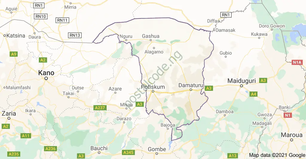 Yobe State Postal Code/Zip Code List 1 Yobe Map